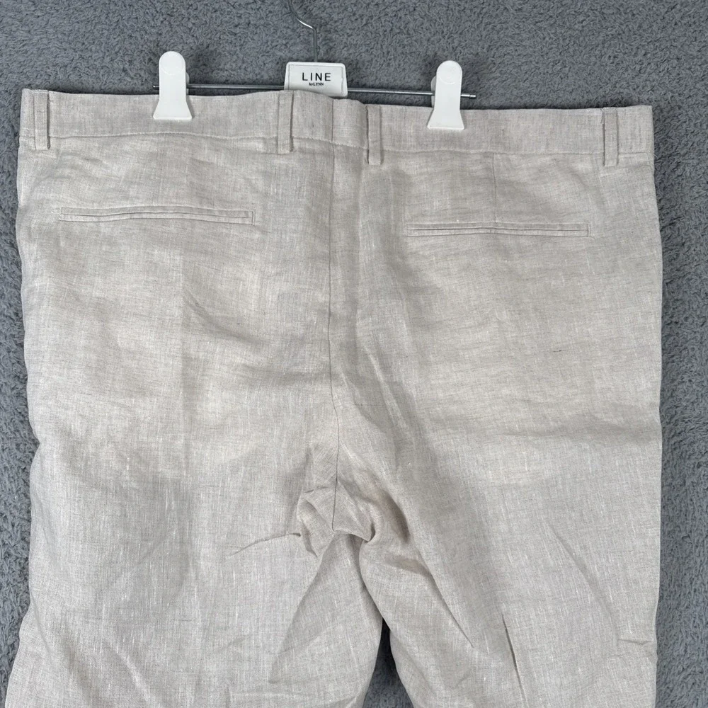 H&M Linen Pants Mens 46x30 Slim Fit Cropped Tan Summer Trousers Beach Resort